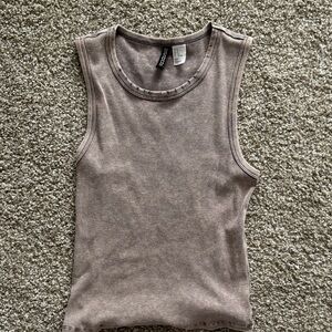Divided Gray Ribbed Top